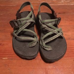 Womens size 7 like new Chacos with toe strap.